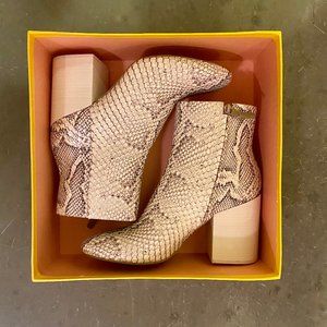 Mercedes Castillo Madox Snakeskin-Embossed Booties